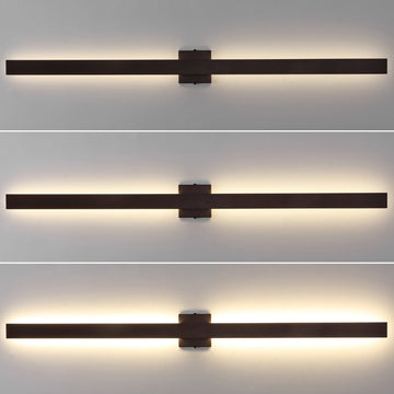 Vara 49.5" Modern Minimalist Indoor/Outdoor Metal 350-Degree Rotate Dimmable Integrated Linear LED Wall Sconce - JONATHAN Y